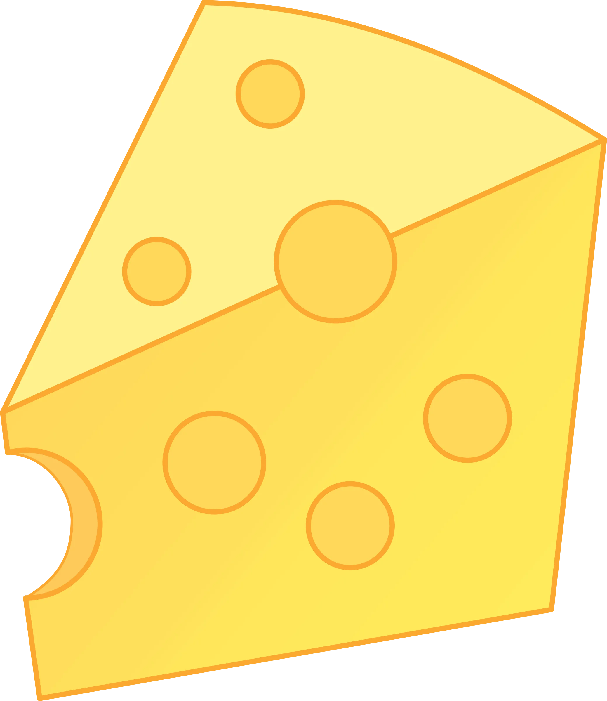 Classic Yellow Swiss Cheese Wedge Clipart Illustration with Holes