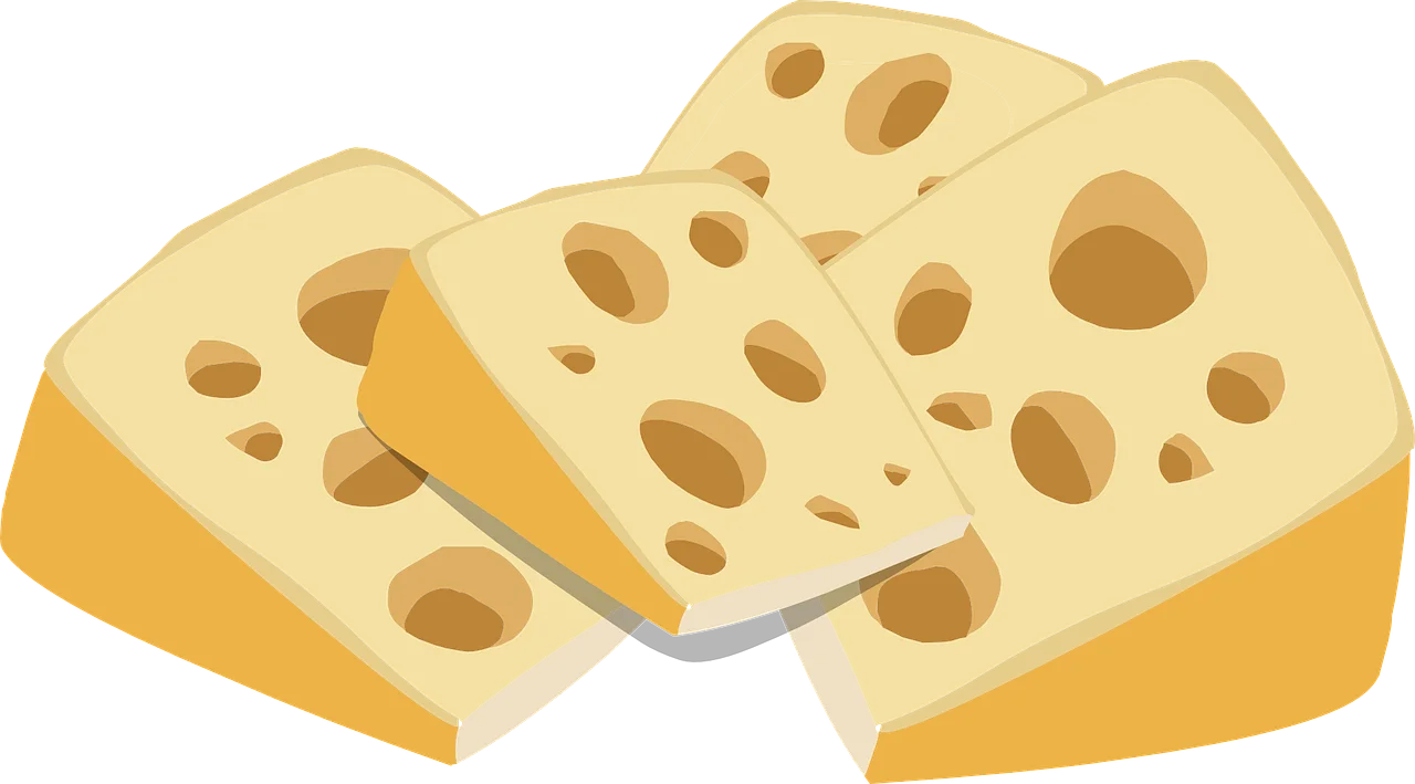 Delightful Swiss Cheese Slices Clipart Illustration with Distinctive Holes