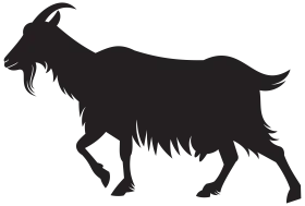 Elegant Black Silhouette of a Goat Walking in Minimalist Clipart Style