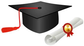 Elegant Graduation Celebration Clipart with Classic Mortarboard and Diploma