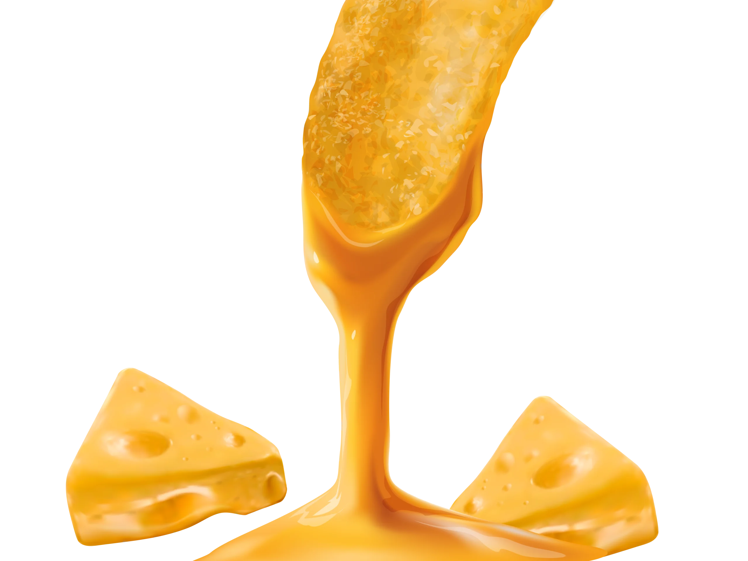 Golden Molten Cheese Flow Clipart Illustration with Delectable Cheese Wedges