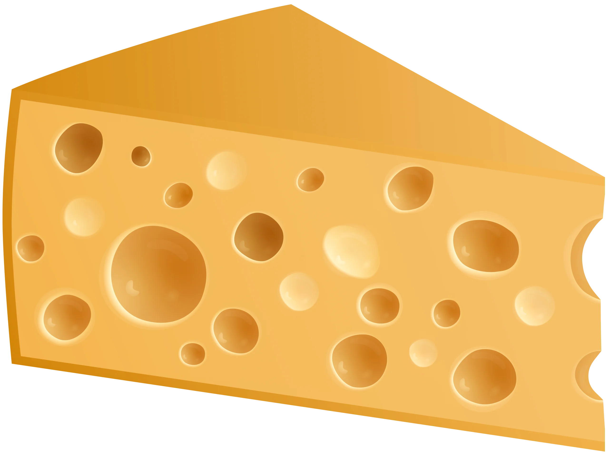 Golden Swiss Cheese Wedge Clipart with Distinctive Circular Perforations