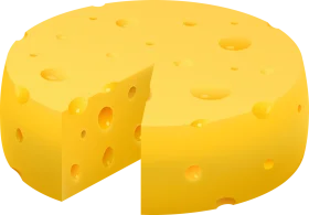 Golden Swiss Cheese Wheel Clipart - Perfectly Sliced Dairy Delight