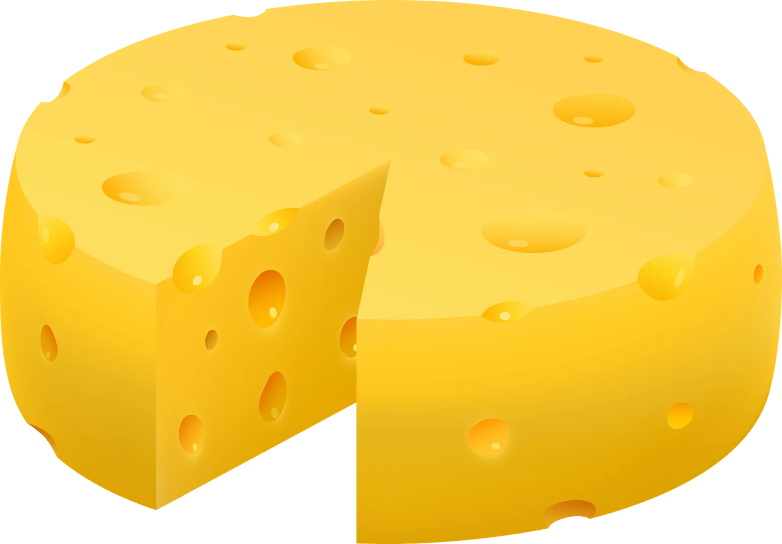 Golden Swiss Cheese Wheel Clipart - Perfectly Sliced Dairy Delight