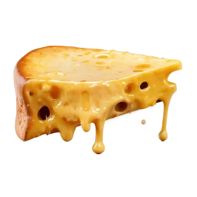 Melting Golden Swiss Cheese Slice Clipart with Dramatic Dripping Effect