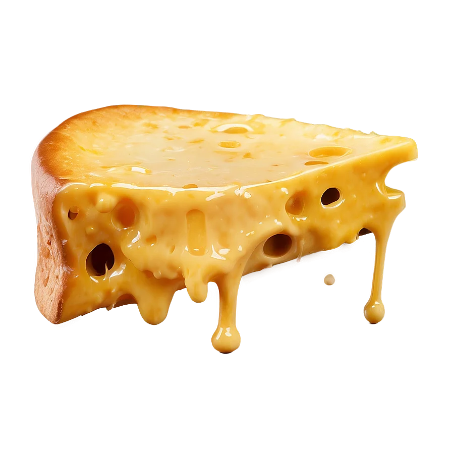 Melting Golden Swiss Cheese Slice Clipart with Dramatic Dripping Effect