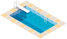 Minimalist Swimming Pool Clipart with Clean Geometric Tile Surroundings