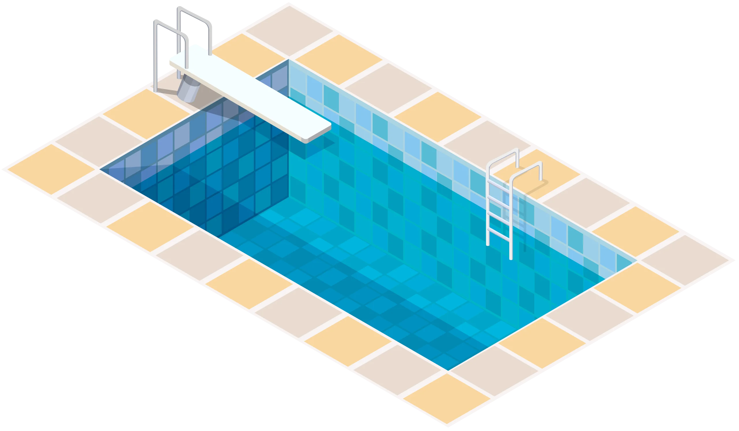 Minimalist Swimming Pool Clipart with Clean Geometric Tile Surroundings