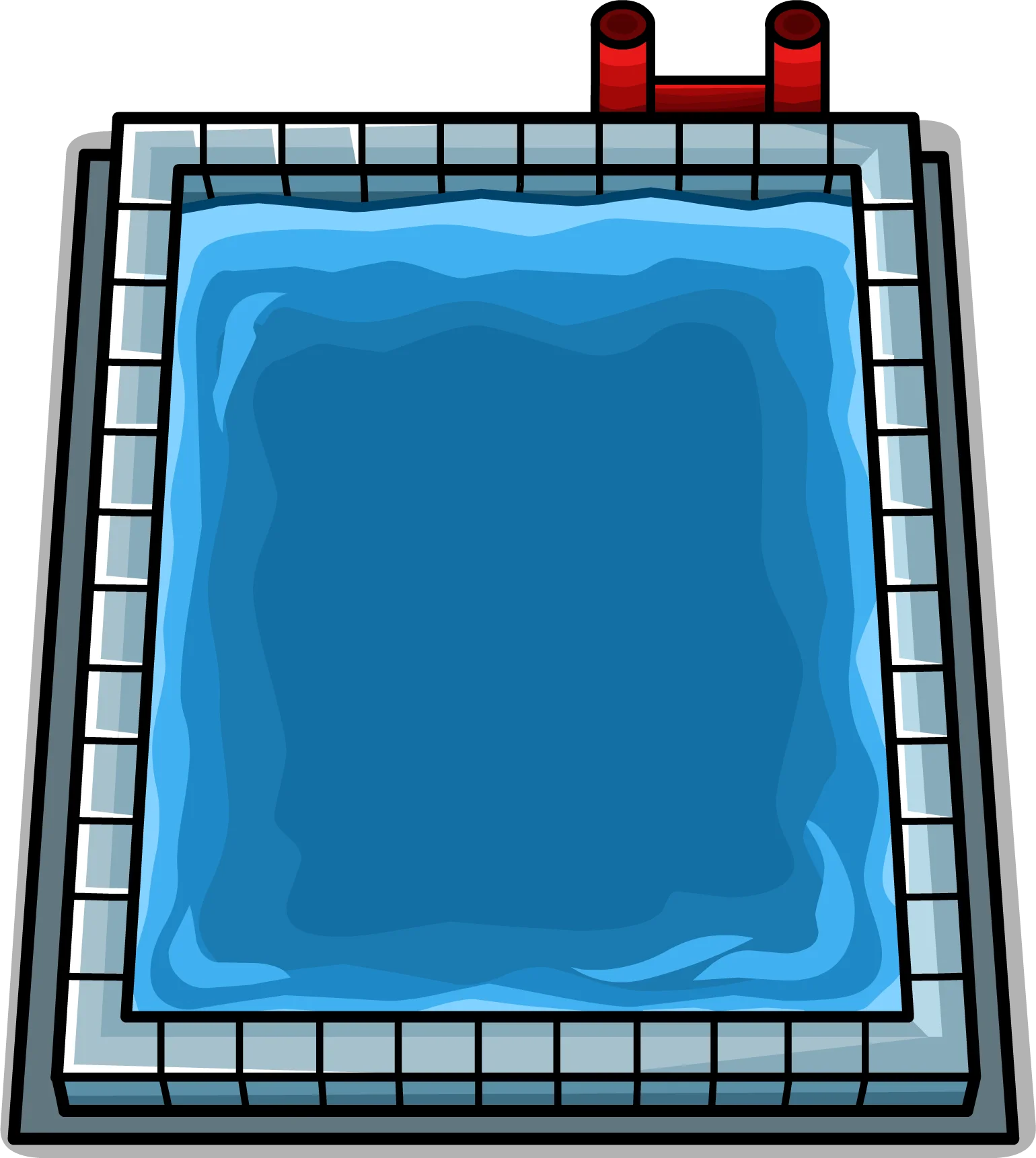 Minimalist Swimming Pool Clipart with Clear Blue Water and Tiled Edges