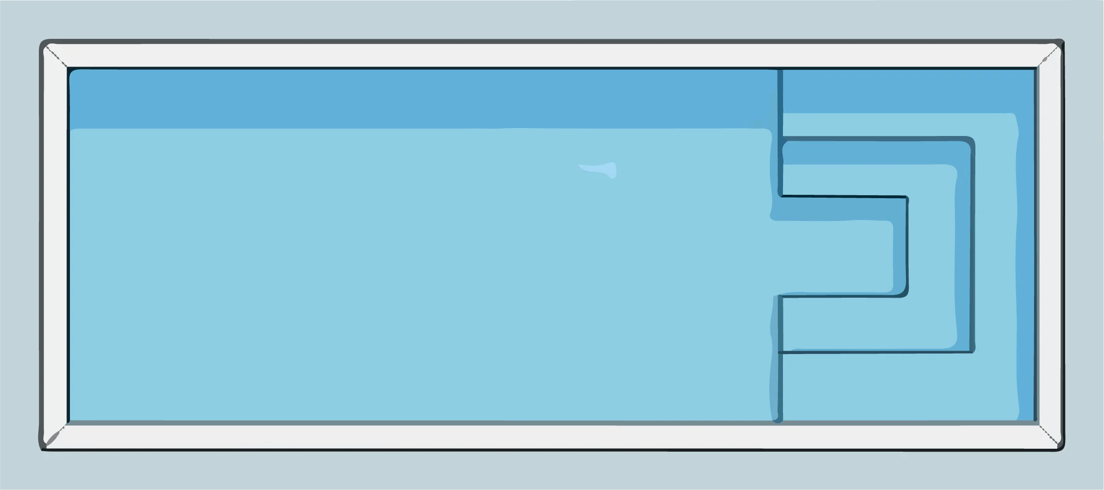 Minimalist Swimming Pool Geometric Rectangular Clipart Design with Angular Steps