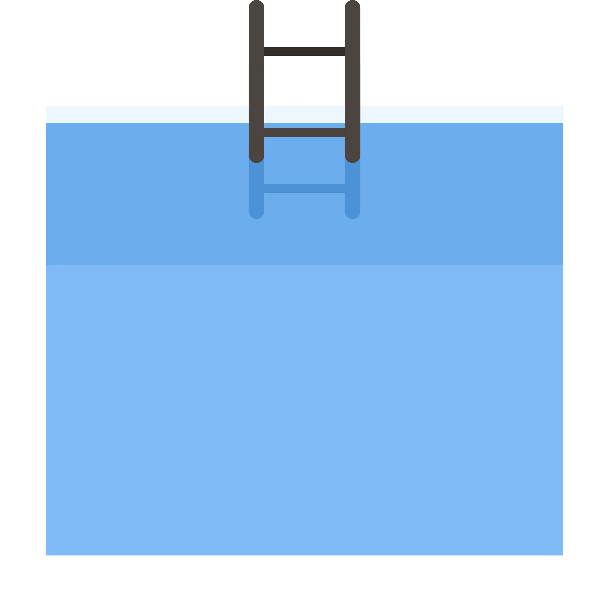 Minimalist Swimming Pool Ladder Clipart with Serene Blue Water Surface