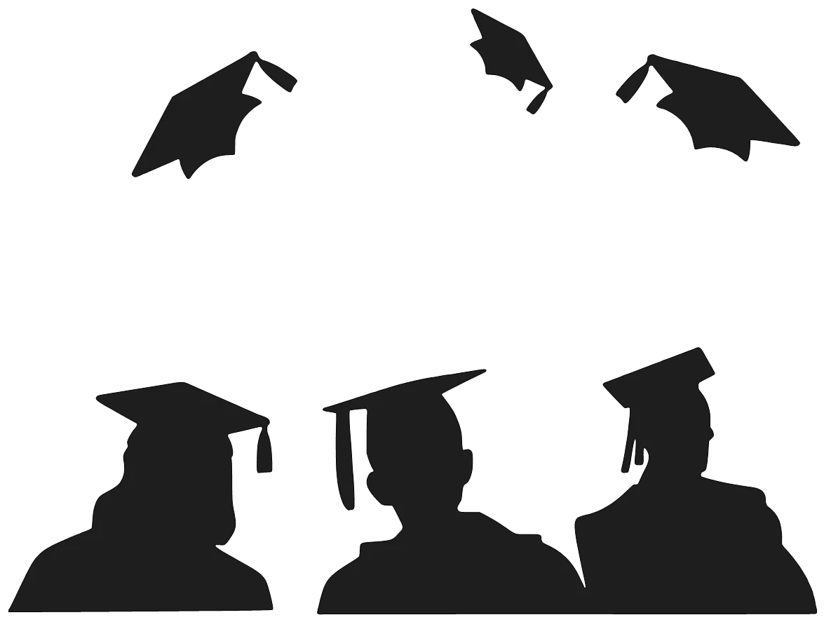 Monochromatic Graduation Silhouettes Clipart - Celebrating Academic Achievement