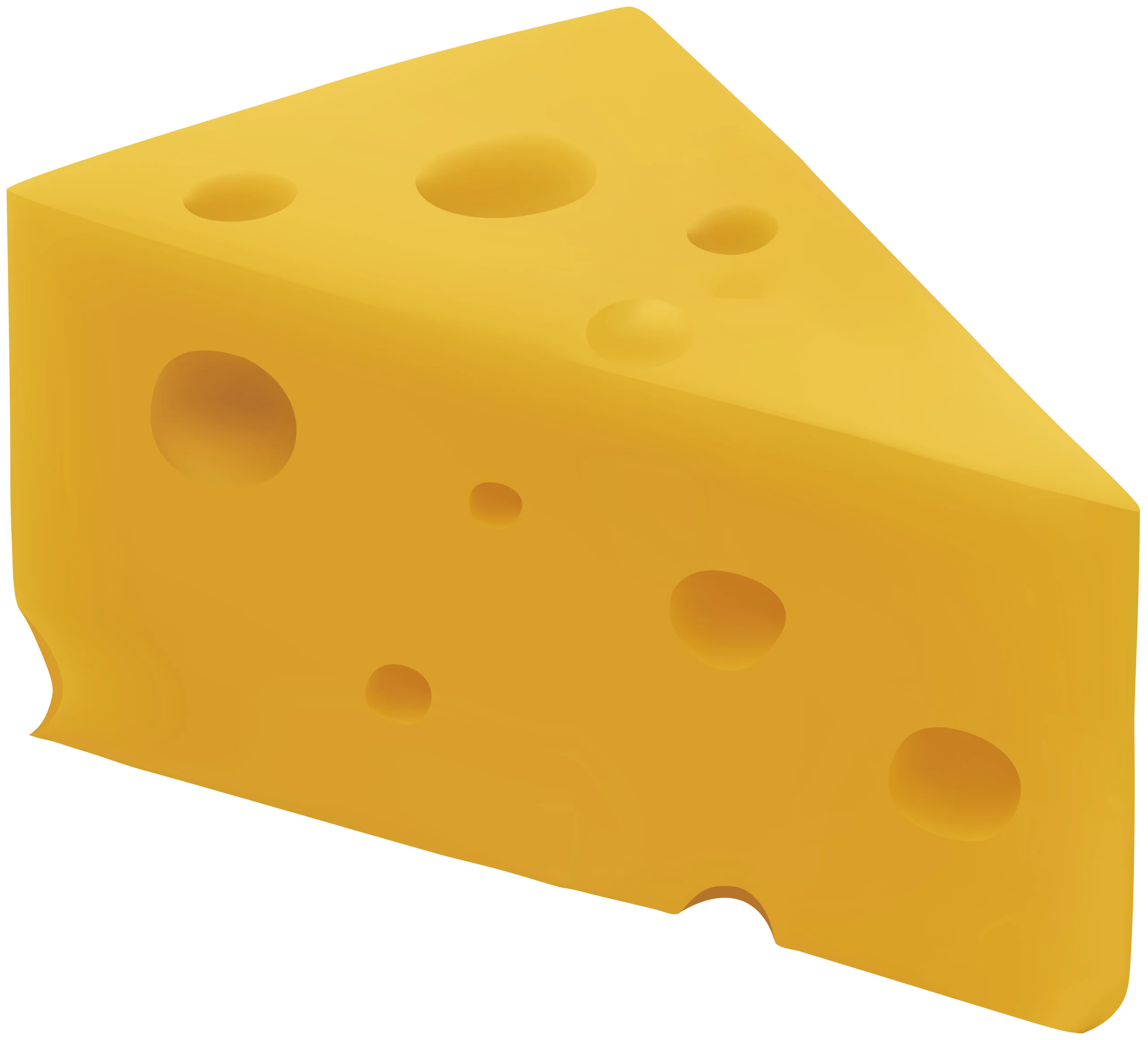 Nostalgic Golden Swiss Cheese Wedge Clipart Illustration with Iconic Holes