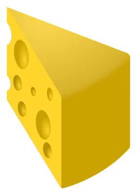 Realistic Swiss Cheese Wedge Clipart with Distinctive Holes and Golden Hue