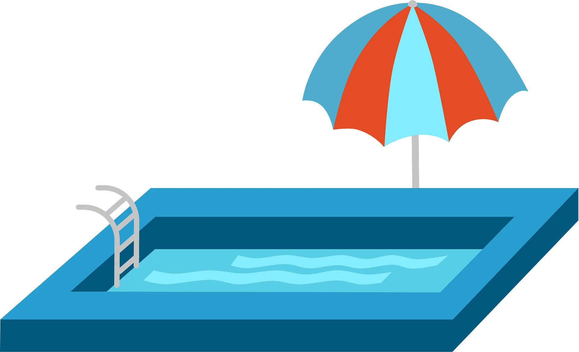 Refreshing Blue Swimming Pool with Striped Beach Umbrella Clipart Design