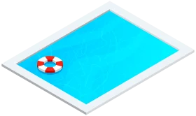 Refreshing Swimming Pool Clipart with Classic Red and White Life Preserver