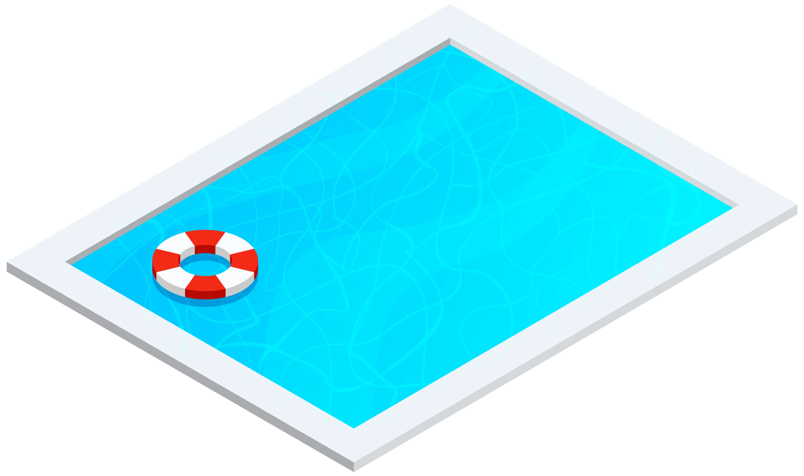 Refreshing Swimming Pool Clipart with Classic Red and White Life Preserver