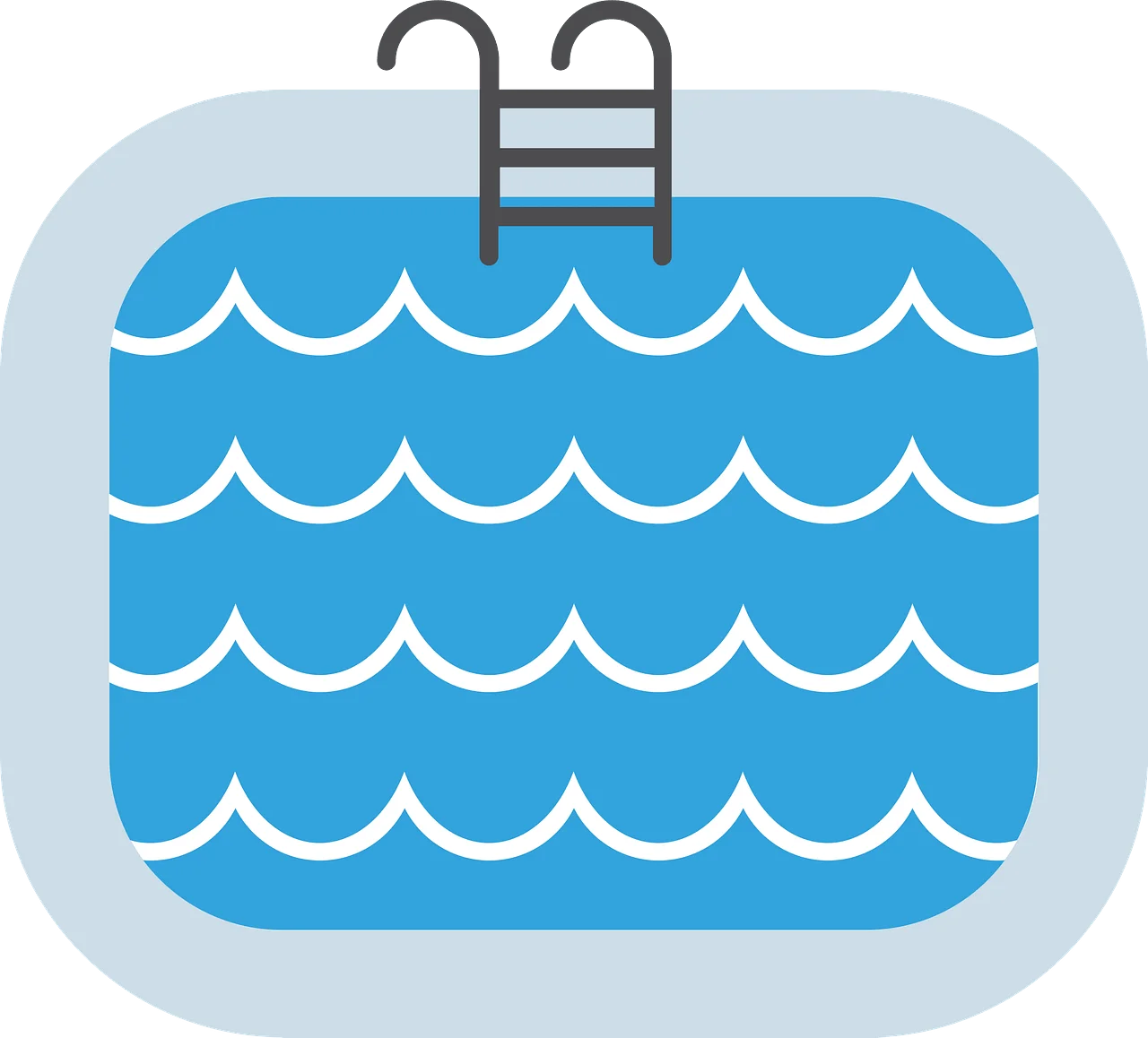 Serene Blue Swimming Pool Clipart with Wavy Water and Ladder Illustration