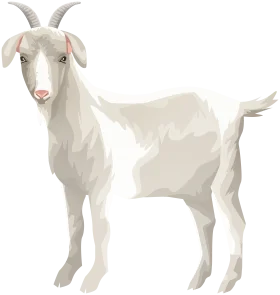 Serene White Goat Clipart Illustration with Soft Watercolor Texture
