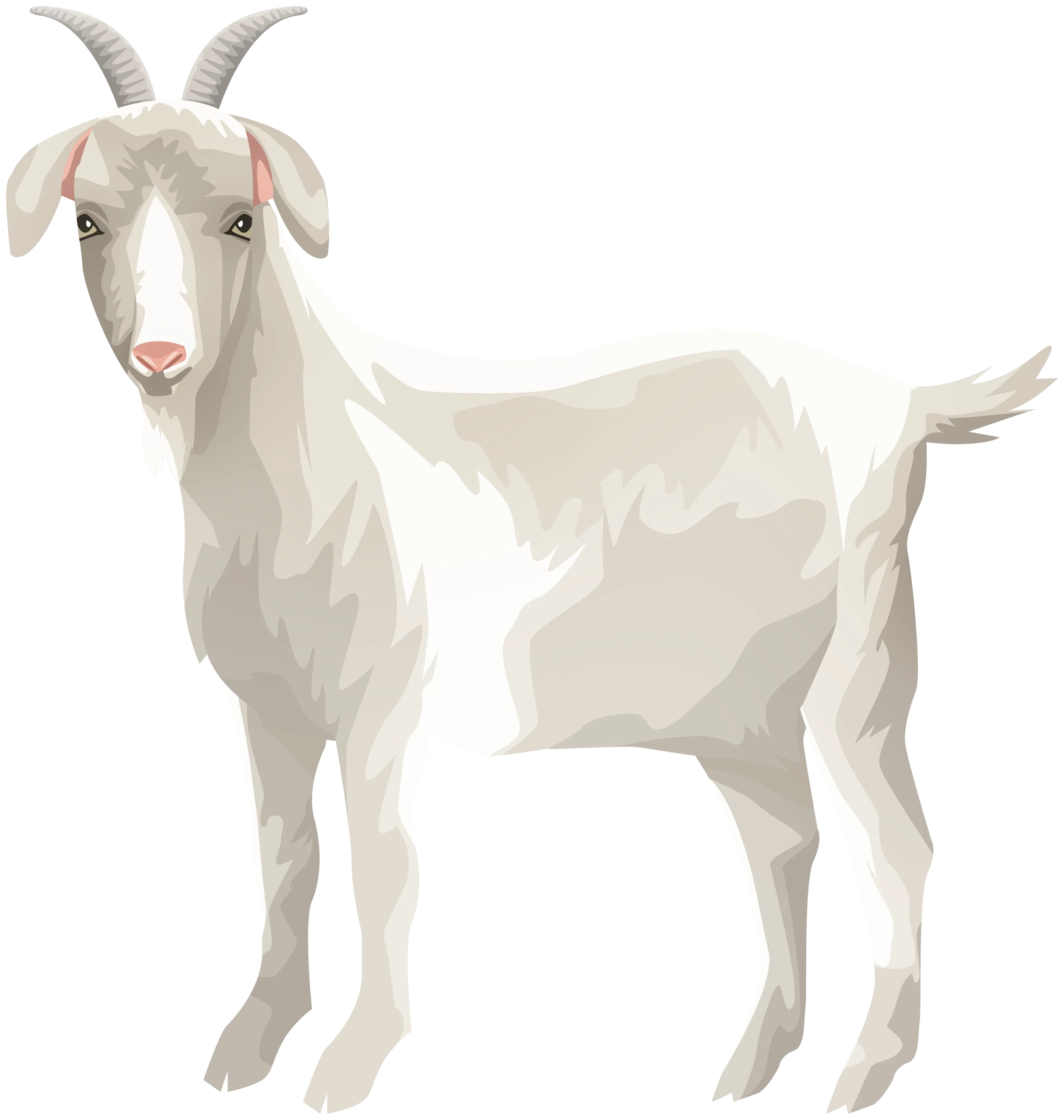 Serene White Goat Clipart Illustration with Soft Watercolor Texture