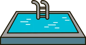 Simple Geometric Swimming Pool Clipart with Ladder and Blue Water Surface