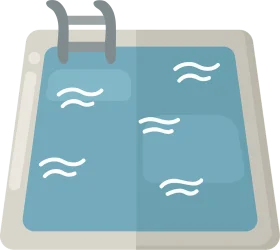 Simple Minimalist Swimming Pool Clipart with Wavy Water Design Elements