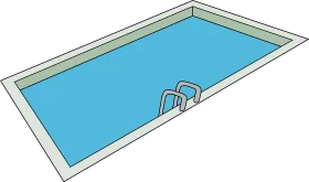 Simple Rectangular Swimming Pool Clipart with Ladder and Geometric Design