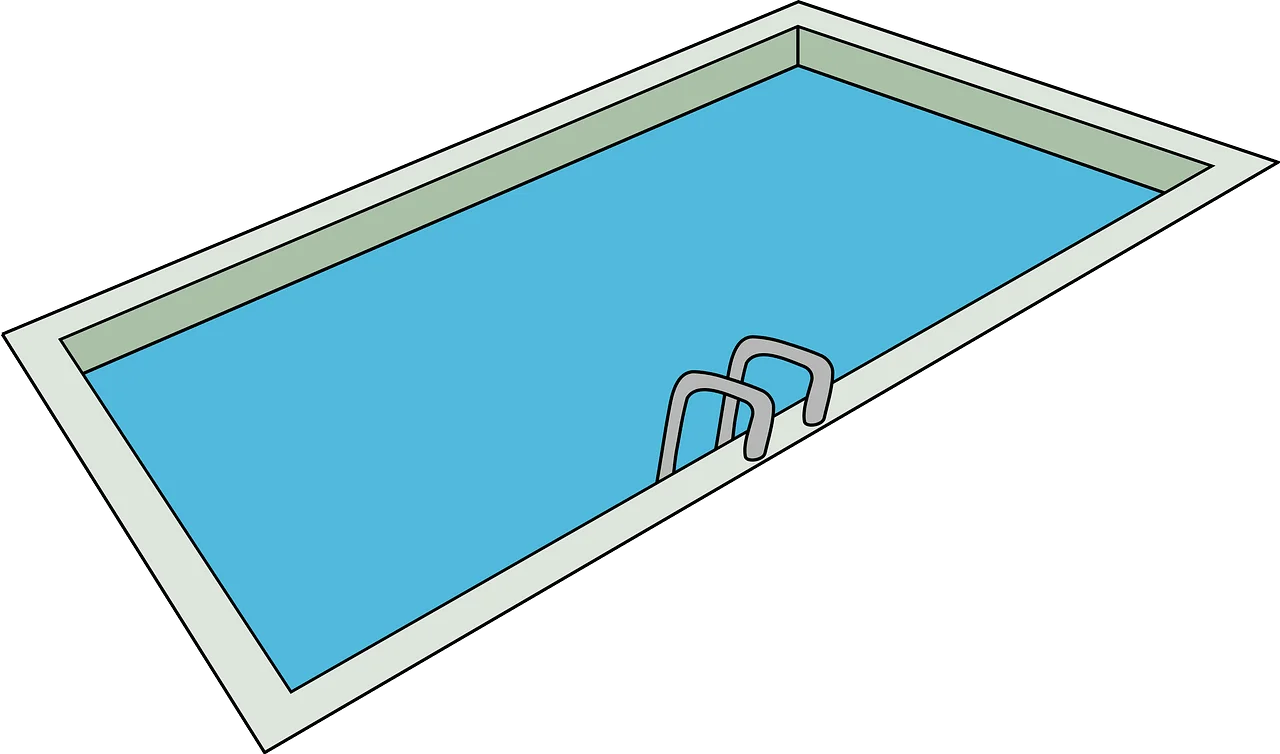 Simple Rectangular Swimming Pool Clipart with Ladder and Geometric Design