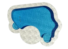 Stylized Swimming Pool Outline Clipart with Curved Blue Water Design