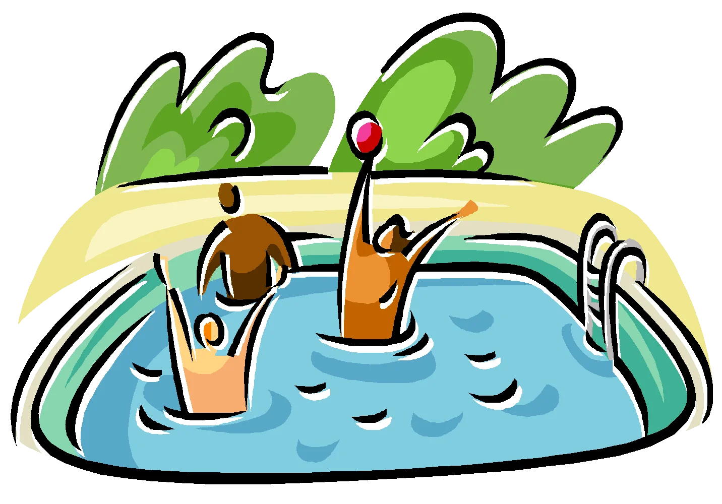 Summertime Fun Cartoon Swimming Pool Clipart with Happy Swimmers
