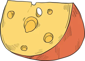 Whimsical Swiss Cheese Wedge Clipart with Playful Bubble-Like Holes