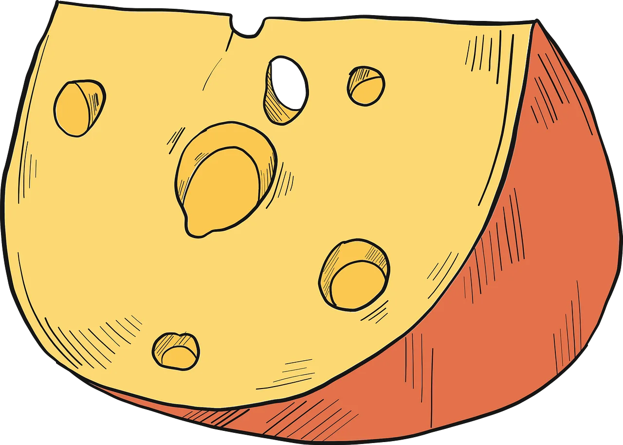 Whimsical Swiss Cheese Wedge Clipart with Playful Bubble-Like Holes