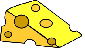 Whimsical Swiss-Style Yellow Cheese Wedge Clipart with Playful Holes