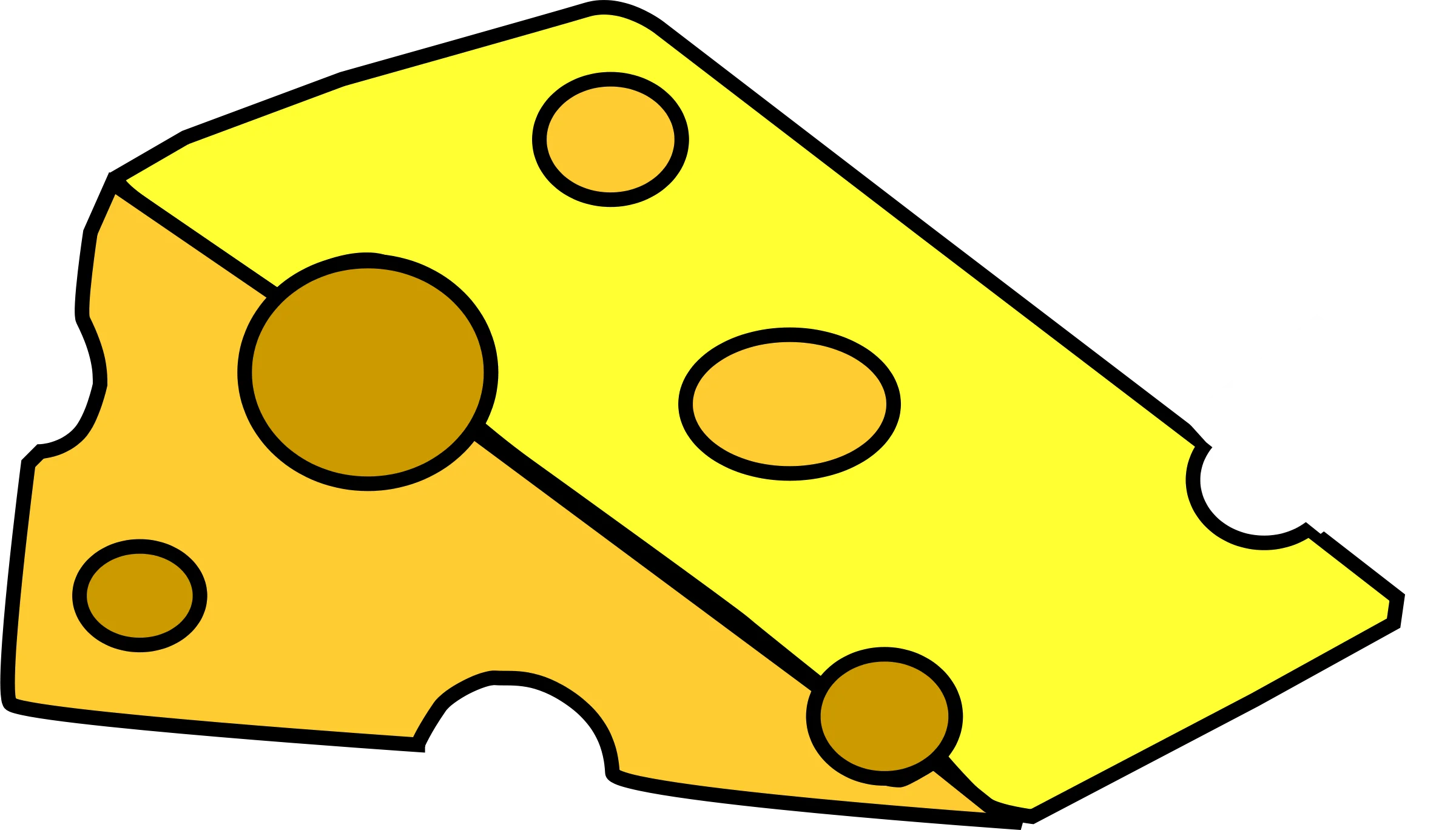 Whimsical Swiss-Style Yellow Cheese Wedge Clipart with Playful Holes