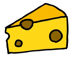 Whimsical Yellow Swiss Cheese Slice Cartoon Clipart with Playful Holes