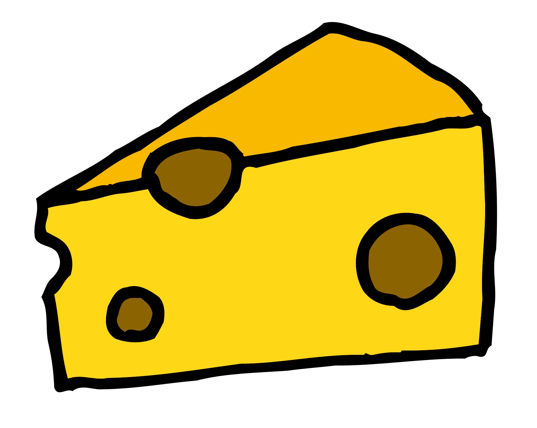 Whimsical Yellow Swiss Cheese Slice Cartoon Clipart with Playful Holes