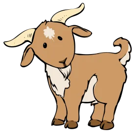 Adorable Cartoon Goat Clipart: Charming Farm Animal Illustration with Soft Tones