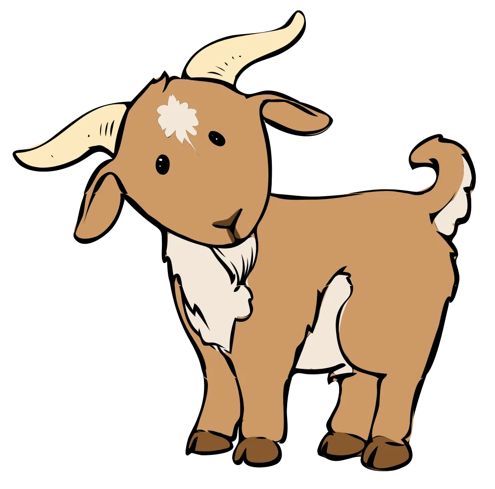 Adorable Cartoon Goat Clipart: Charming Farm Animal Illustration with Soft Tones