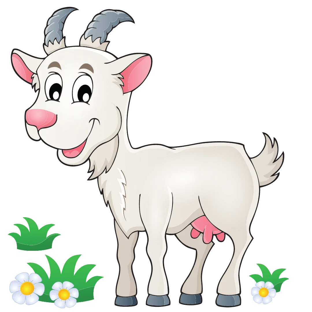 Adorable Cartoon Goat Clipart: Cheerful Farm Animal with Playful Charm