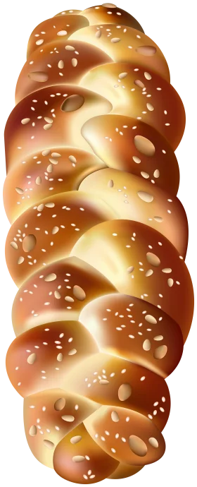 Artisan Braided Challah Bread Clipart with Golden Sesame Seed Sprinkle