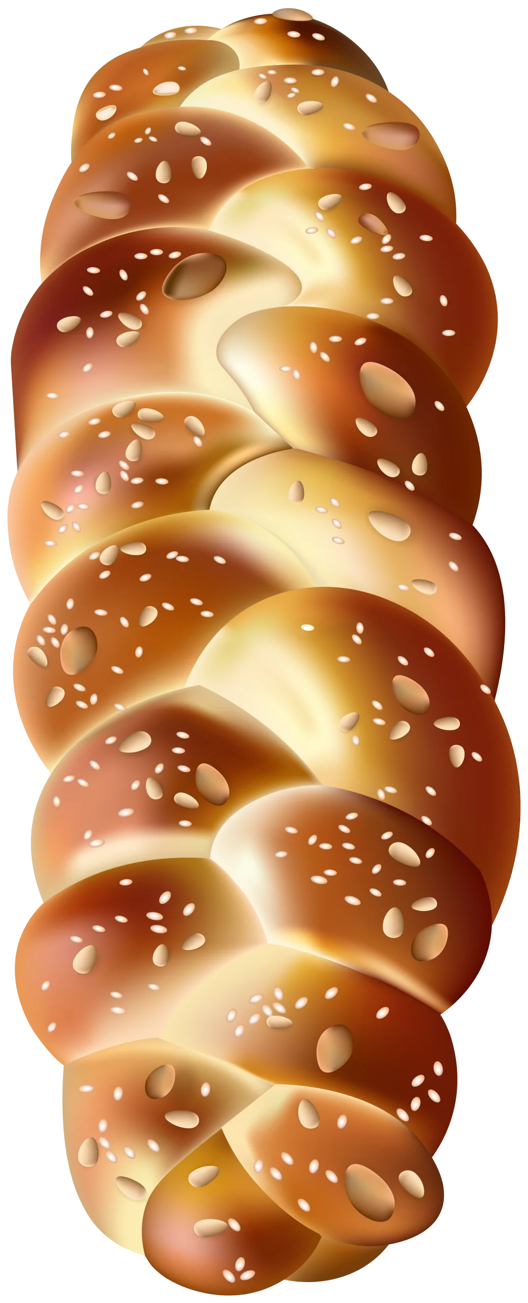 Artisan Braided Challah Bread Clipart with Golden Sesame Seed Sprinkle