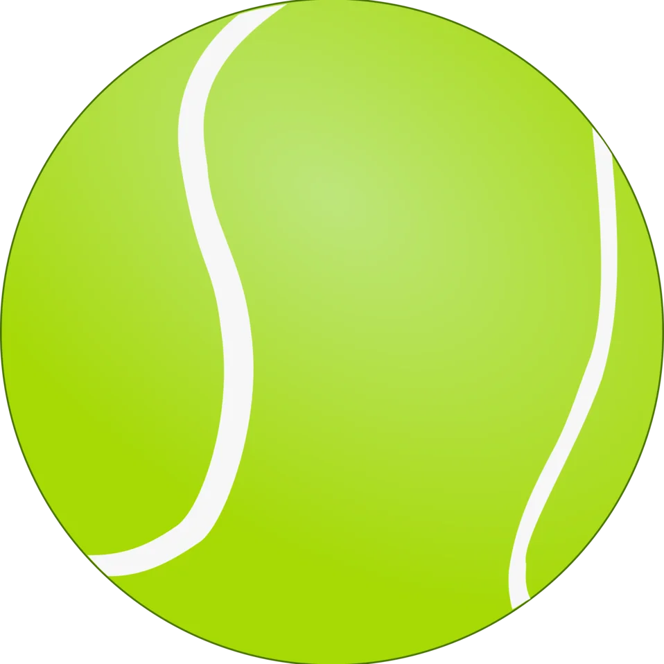 Bright Lime Green Tennis Ball Clipart Illustration with Curved Line Design