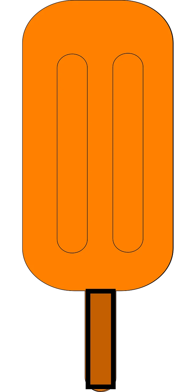Bright Orange Summer Treat Popsicle Clipart Design with Simple Lines