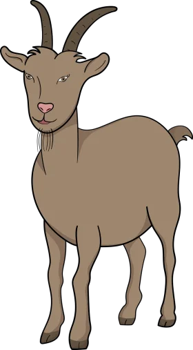 Charming Brown Goat Clipart: Adorable Farm Animal Illustration with Horns