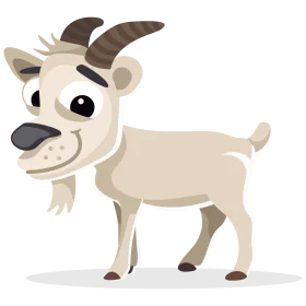 Charming Cartoon Goat Clipart with Playful Expression and Quirky Horns