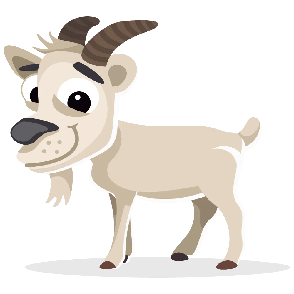 Charming Cartoon Goat Clipart with Playful Expression and Quirky Horns