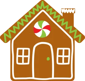 Charming Classic Gingerbread House Clipart with Peppermint Accent Design