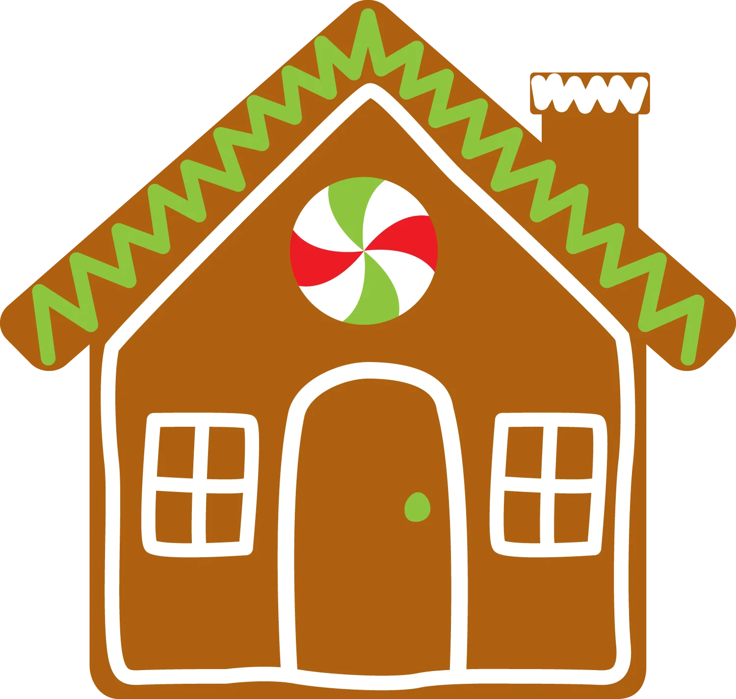 Charming Classic Gingerbread House Clipart with Peppermint Accent Design