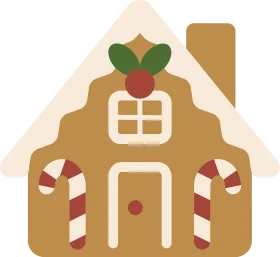 Charming Festive Gingerbread House Clipart with Candy Cane Decorations