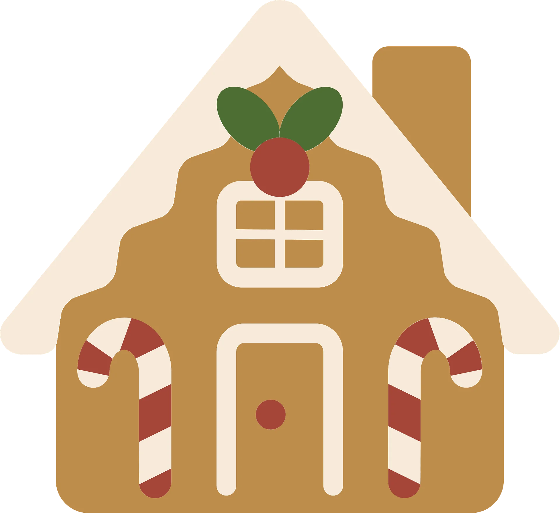 Charming Festive Gingerbread House Clipart with Candy Cane Decorations